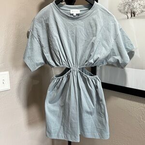 MABLE Blue Cotton Cutout Cinched Waist Tee Dress Women’s Small